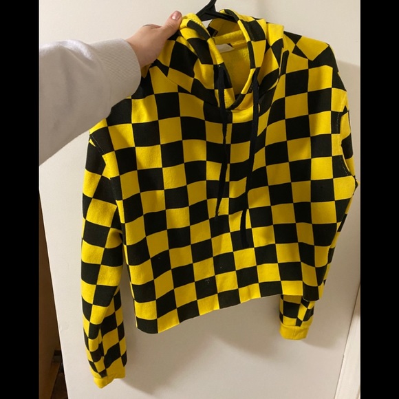 Crop checkered Hoodie - Picture 1 of 7